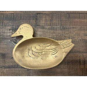 Vintage Solid Brass Duck Dish Coins Keys Jewelry Trinkets Soap